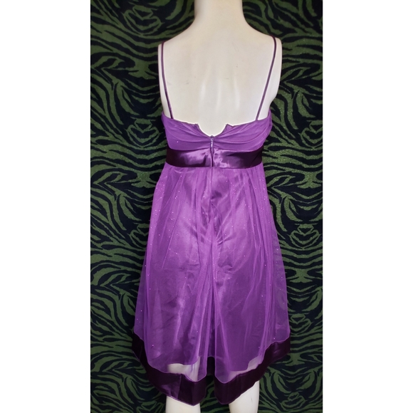 Purple glitter formal mini dress w/ sash - Picture 7 of 9